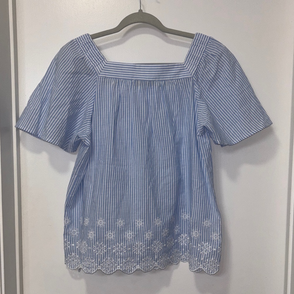 NWT LOFT Striped Scalloped Bottom Top - Picture 7 of 8